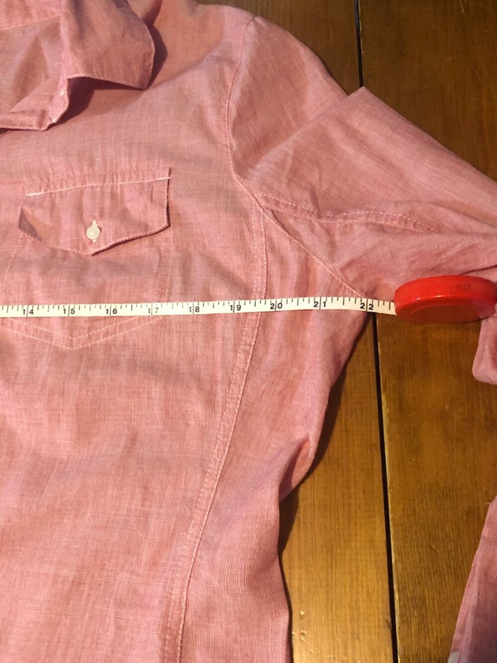 Vtg Y2K Converse M One Star Dusty Rose Chambray Utility Shirt RollTab Sleeve - Picture 7 of 7